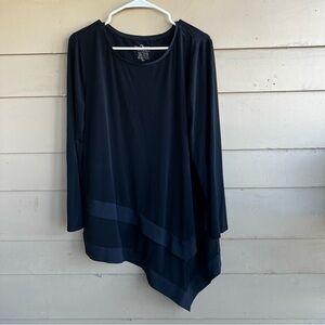 Chico's Black Asymmetrical Long Sleeve Tunic Top - Size 2 (Large)